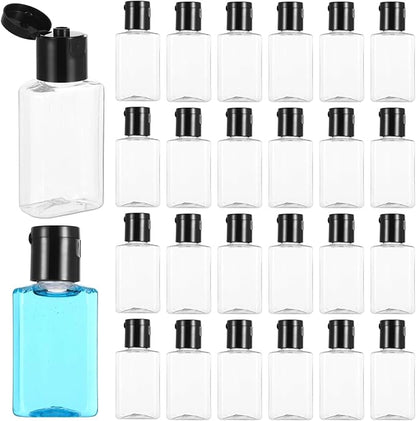 Lnrueg 100 Pcs 1 oz Travel Bottles - Hand Sanitizer Bottle Mini Clear Bottles with Flip Caps, Portable Empty Refillable Containers for Shower Gel, Face Creams, Body Lotions,Black