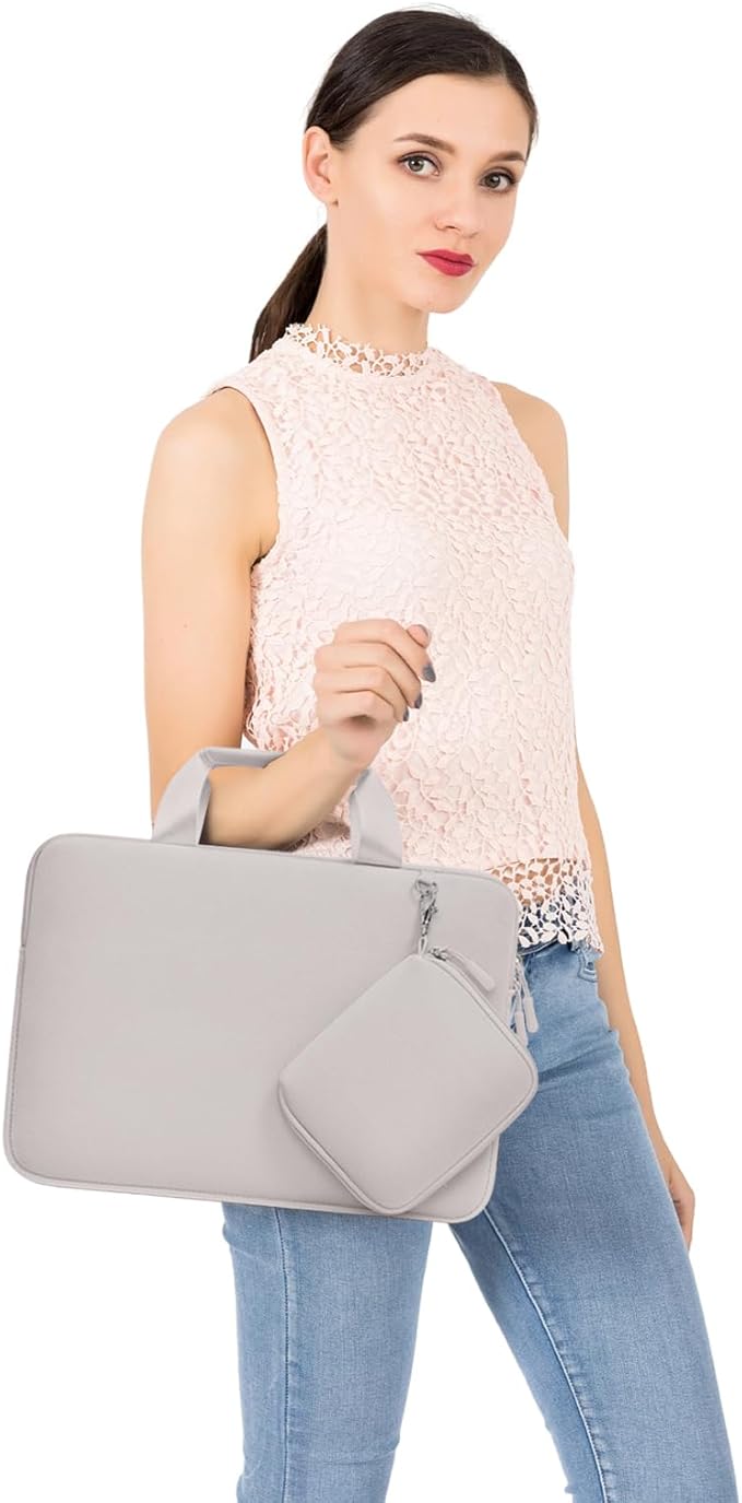 MOSISO Laptop Case 15 inch, Laptop Sleeve Bag Compatible with MacBook Air 15 inch M4 M3 M2 2025 2024 2023, Dell XPS, Neoprene Carrying Computer Bag with Handle&Detachable Small Case, Stone Gray