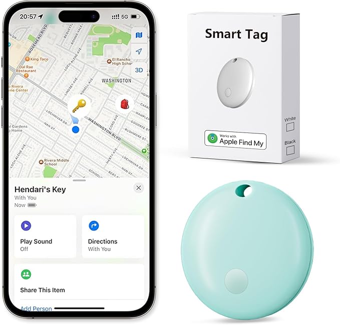 Tracker Tags, Item Finder Work with Apple Find My (iOS Only), Tracking Device Locator Smart Tag for Luggage, Keys, Wallet, Bike, Bags (Blue, 1 Pack)