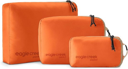 Eagle Creek Pack-It Isolate Cube Set - Packing Cubes for Stackable Storage - Convenient Top Handle - Easy Grab Zipper Pull - Mandarin - XS/S/M - 3