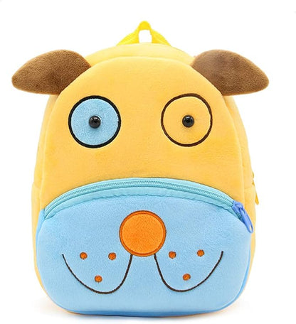 KISSOURBABY 3D Cute Cartoon Little Plush Baby Backpack Baby Toy Bag(Dog)