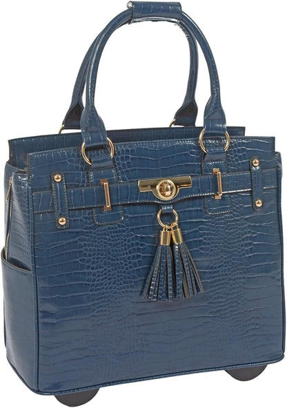 JKM & Company Rolling Laptop Bag for Women | Designer Wheeled Briefcase | Fits 13-17" Laptops | Office Travel Computer Case