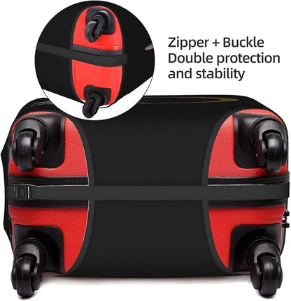 Decorative O Suitcase Protectors Elastic Washable Luggage Covers With Concealed Zippers For 18-32 Inch Luggage (Size M: Fits 22-24 Inch)