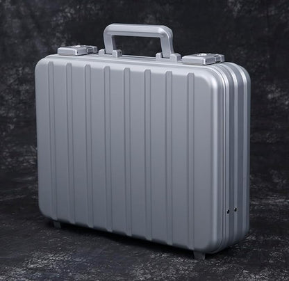 Silver Aluminum Attache Case Padded Laptop Briefcase Combo TSA Lock Hard Sided Money Suitcase with Foam