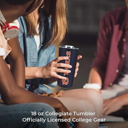 Campus Colors NCAA Stainless Steel Tumbler perfect for Gameday - 18 oz - Double Walled - Keeps Drinks Perfectly Insulated (Auburn Tigers - Navy)