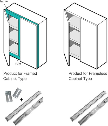 LONTAN Soft Close Drawer Slides 22 Inch Side Mount Heavy Duty Cabinet Drawer Glides 10 Pairs - Ball Bearing Full Extension Kitchen Cabinet Rails 100 LB Capacity