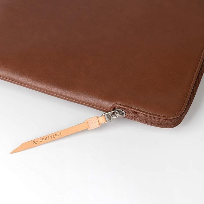 Comfyable Slim Protective Laptop Sleeve 15 Inch 14 Inch, PU Leather Bag Compatible with 15" MacBook Air (Snug Fit) M4 2025 & 14" MacBook Pro M4 (Loose Fit), Computer Case for Mac, Brown