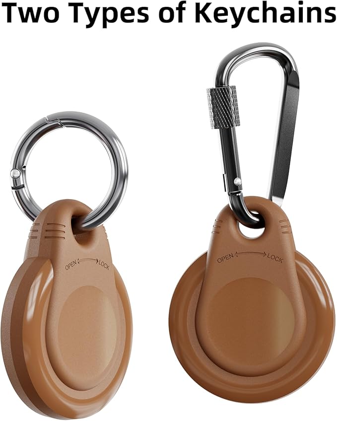 Waterproof Holder for AirTag Keychain Lock Case for Apple AirTags Keyring Durable Lightweight Cover for AirTag for Keys Kids Luggage Backpacks Pet Collar Black Coffe 4Pack