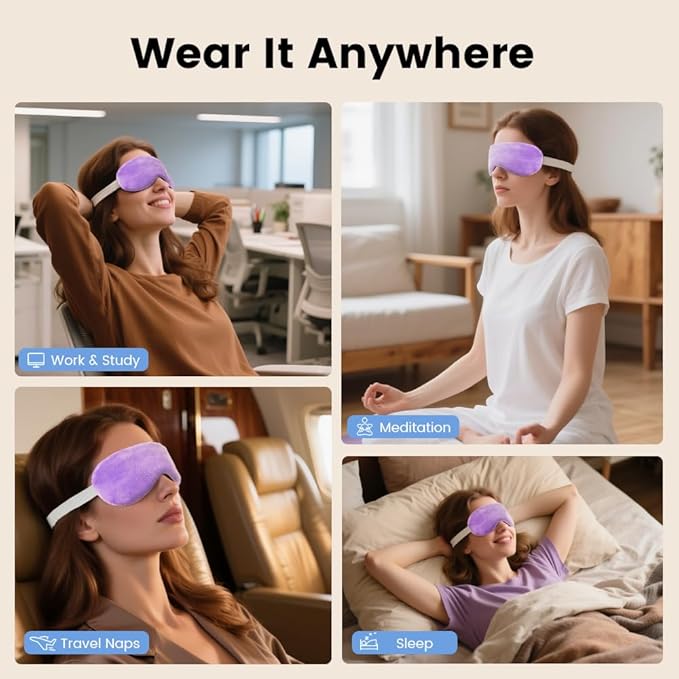 Microwave Heated Eye Mask, Steam Warm Compress for Dry Eyes, Work with Relieve, Blepharitis & Stye Treatment (Purple)