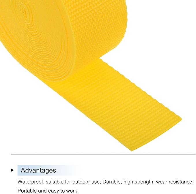 MECCANIXITY Lightweight Polypropylene Webbing Strap 1 1/2" 5 Yard Backpack Strapping Band Dark Yellow for Outdoor Luggage Cargo Straps