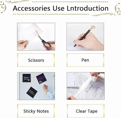 Office Supplies Set,Desk Accessories,Stapler and Tape Dispenser Set,1000 Staples,Staple Remover,Hinder Clips,Ruler,Scissor,Clear Tape,Ballpoint Pen,Sticky Notes,Gifts for Colleagues(Black)