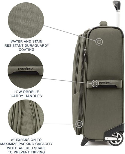 Travelpro Maxlite 5 Softside Expandable Upright 2 Wheel Carry-on Luggage, Lightweight, 22-Inch — Slate Green