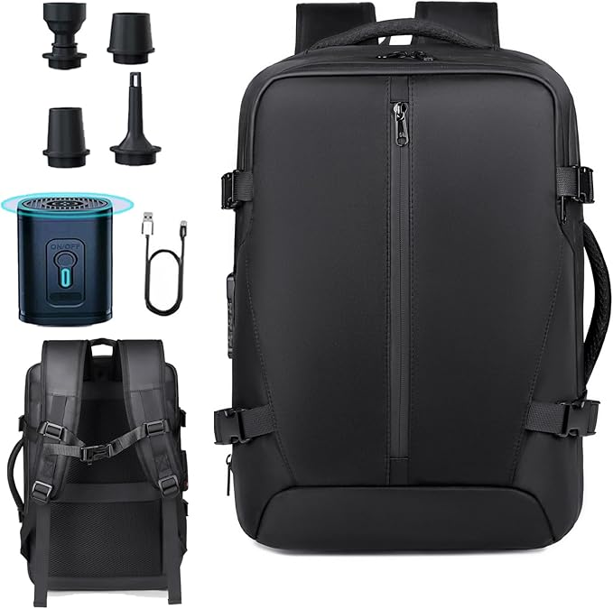 Vacuum Backpack Travel with Pump,60L Expandable Backpack with Lock,Multifunctional Portable Storage Commuter Backpack