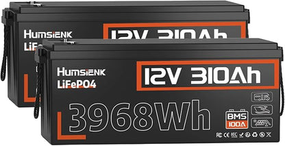 12V 300Ah (310Ah) LiFePO4 Lithium Battery – Max. 3968Wh, 15000+ Deep Cycle Battery 100A BMS, Low-Temp Cut off | A+ Grade Cells for Marine, Trolling Motor, Off-Grid Home Energy Storage, Van Life-2 PACK