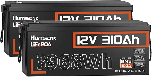 12V 300Ah (310Ah) LiFePO4 Lithium Battery – Max. 3968Wh, 15000+ Deep Cycle Battery 100A BMS, Low-Temp Cut off | A+ Grade Cells for Marine, Trolling Motor, Off-Grid Home Energy Storage, Van Life-2 PACK