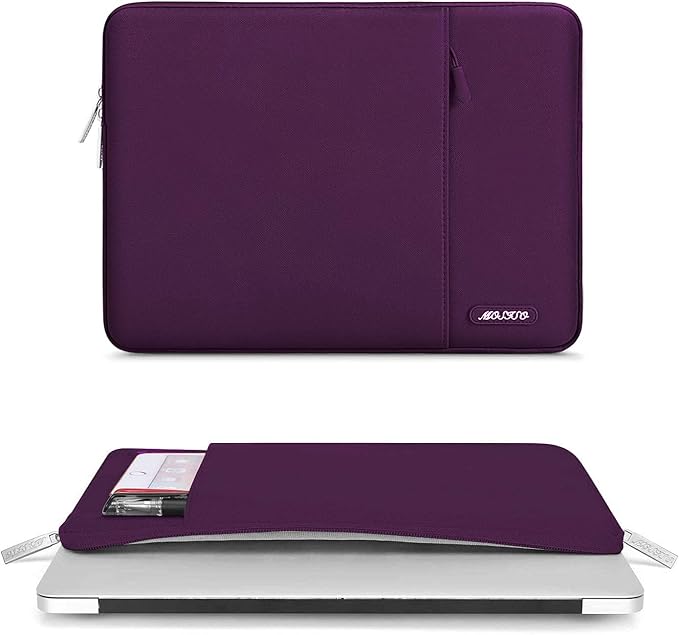 MOSISO Laptop Case 13.3 inch, 13-13.3 inch Laptop Sleeve Compatible with MacBook Air/Pro 13/Pro 14 M5 M4 M3 M2 M1, HP Dell ASUS Lenovo,Polyester Vertical Computer Sleeve Bag with Pocket,Magenta Purple
