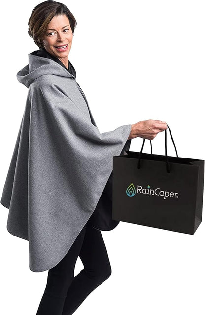 WarmCaper - Warm Rain Poncho for Women with Hood - Soft & Rainproof