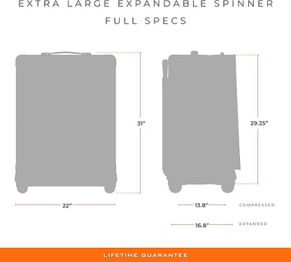 Briggs & Riley 31" Extra Large Expandable Spinner - Checked Luggage for Travel, Suitcases with Wheels, Softside Rolling Bag for Men & Women, Self-Repairing Zipper - Baseline Collection, Black