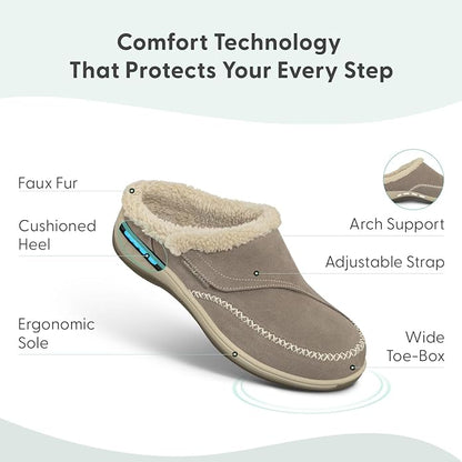 Orthofeet Women's Orthopedic Faux Fur Lined Charlotte Slippers