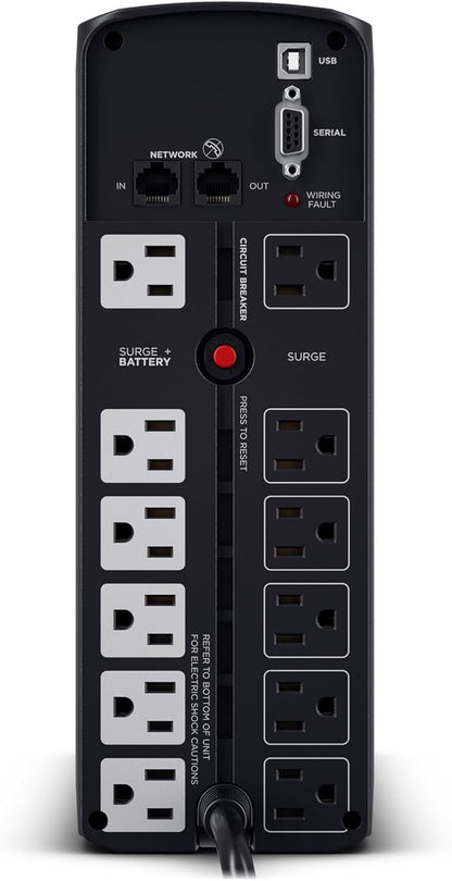 CyberPower CP1350PFCLCD PFC Sinewave UPS Battery Backup and Surge Protector, 1350VA/880W, 12 Outlets, AVR, Mini-Tower; UL Certified