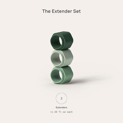 Cadence Extender - Add On to Any Flex Magnetic Containers with Lids,Extension to Travel Bottles for Toiletries - Carry On Travel Essentials For Women/Men - Adds Additional 1.43 fl oz - 3pk, Evergreen