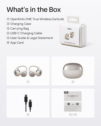 SHOKZ OpenDots ONE-Open-Ear Headphones, Clip-On Earbuds-Wireless Bluetooth Earbuds with Microphone-Secure, Lightweight, Comfort-Premium Dolby Audio-Water Resistant-Fast Charging-Up to 40 hrs Playtime