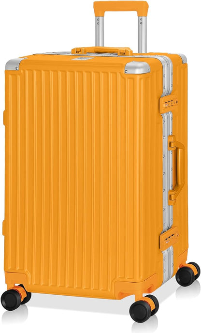 AnyZip Luggage PC+ABS Aluminum Frame Zipperless Checked Luggage Hard Shell Suitcase with TSA Lock Double Spinner Wheels 24 Inch Orange