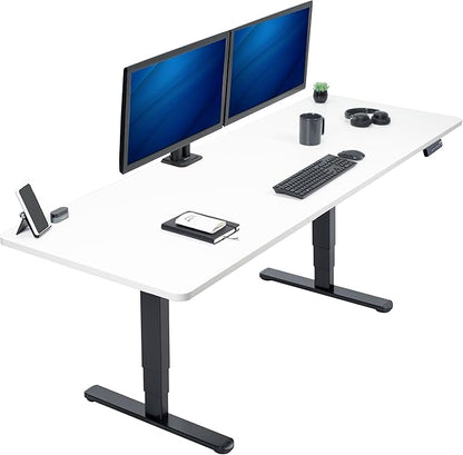 VIVO Electric 83 x 30 in Dual Motor Sit Stand Desk, Memory Height Adjustment, 2B Series, White Top Black Frame, DESK-KIT-2B8W