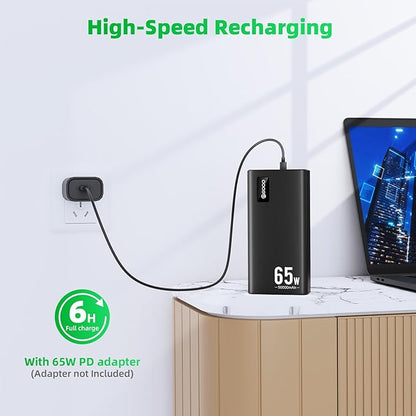 PSOOO 50000mAh Power Bank 65W, Portable Charger,External Battery Pack for Outdoor Camping, Home & Office. Emergency Back-up Power for Smartphones, Tablets and Laptop