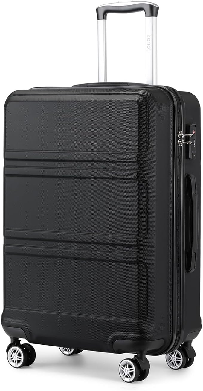 Kono 19" Carry on Luggage with Spinner Wheel TSA Lock, Lightweight PC+ABS Hardside Luggage Durable Small Carry on Suitcase, Black