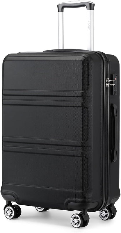 Kono 19" Carry on Luggage with Spinner Wheel TSA Lock, Lightweight PC+ABS Hardside Luggage Durable Small Carry on Suitcase, Black