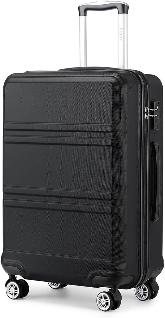 Kono 19" Carry on Luggage with Spinner Wheel TSA Lock, Lightweight PC+ABS Hardside Luggage Durable Small Carry on Suitcase, Black