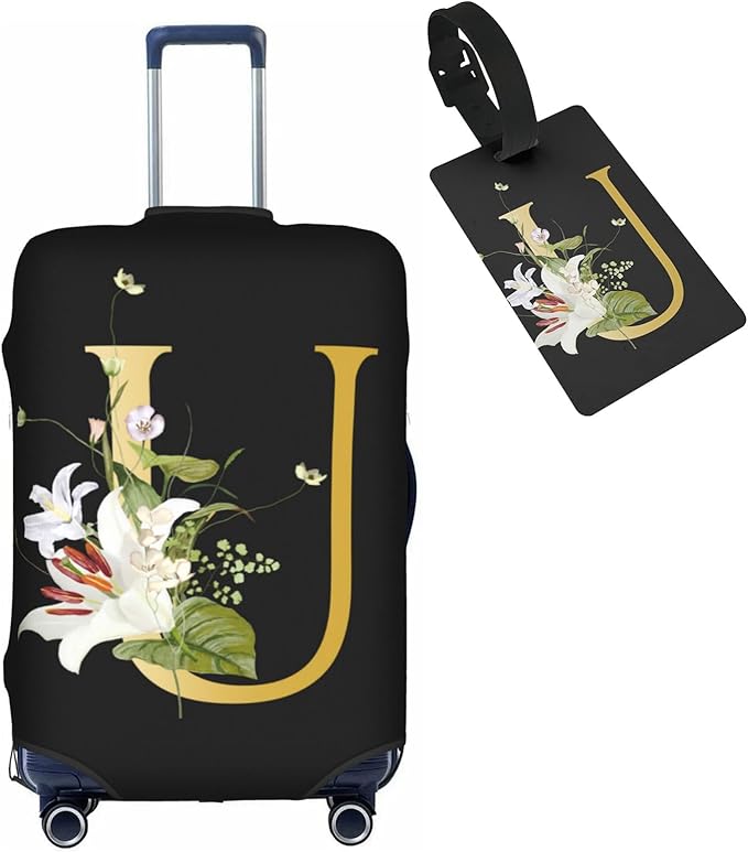 Decorative U Suitcase Protectors Elastic Washable Luggage Covers With Concealed Zippers For 18-32 Inch Luggage (Size S: Fits 18-21 Inch)