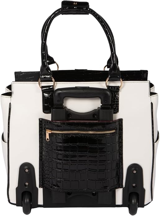 JKM and Company Alligator Compatible With Computer iPad, Laptop Tablet Rolling Tote Bag Briefcase Carryall Bag