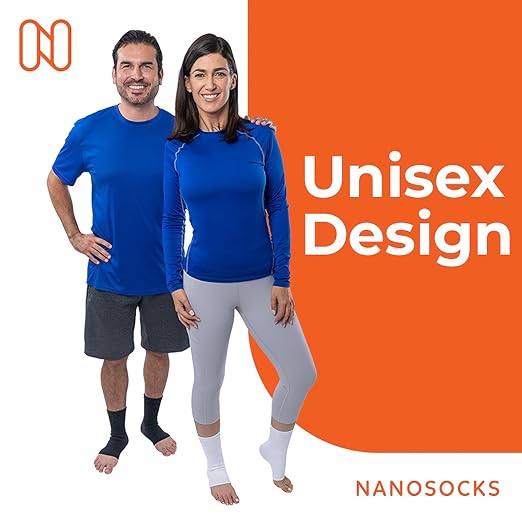 NanoSocks Compression Socks for Women & Men (1 Pair) - BEST Ankle Brace Support Sleeve for Neuropathy, Plantar Fasciitis, Diabetic Foot Nerve Pain Relief - Toeless (Medium, Black)