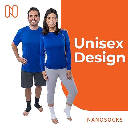 NanoSocks Compression Socks for Women & Men (1 Pair) - BEST Ankle Brace Support Sleeve for Neuropathy, Plantar Fasciitis, Diabetic Foot Nerve Pain Relief - Toeless (Medium, Black)