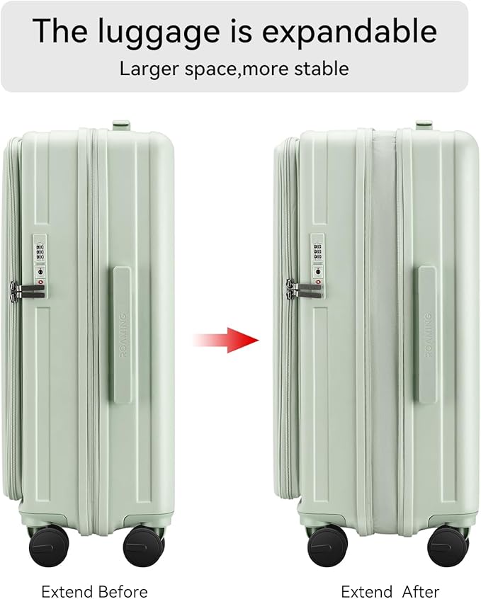 ROAMING Luggage Sets Hard shell Suitcase Top Opening Expandable with Spinner Wheels,Sturdy Large Suitcase Tsa Lock 20 Inch Carry on 28 Inch Checked Luggage,2-Piece Set (20/28) for Woman Men.Jade cyan