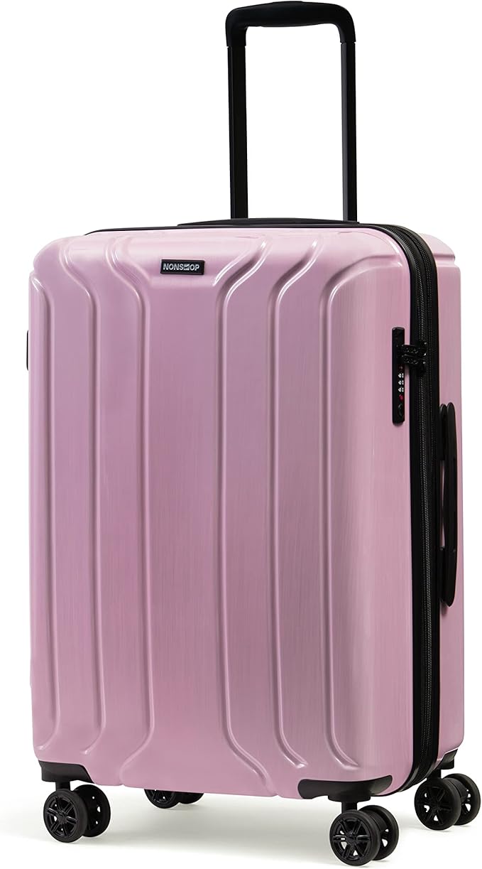 NONSTOP New York Elite Luggage Expandable Lightweight Spinner Wheels hard side shell Travel Suitcase Set, TSA Lock, Double USB Port, 3 packing cubes, Blush Pink, 3-piece Set (20/24/28)