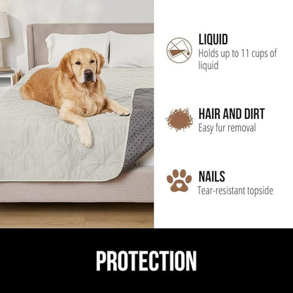 GORILLA GRIP Waterproof Bed Cover for Dogs, 82x52, Gripped Slip Resistant Backing, Leak Proof Washable Dog Blanket Covers Sofa, Couch, Sectional, Crate, Car, RV Seats, Pet Puppy Essentials Light Taupe