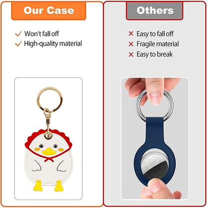 Leather Keychain Case Holder Compatible with Apple AirTag, GPS Airtag Keychain Finder Tracker with Key Ring, Anti-Scratch Protective Air Tag Cover