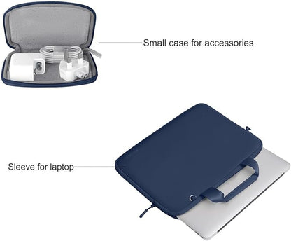 MOSISO Laptop Case 13.3 inch, 13-13.3 inch Laptop Sleeve Bag Compatible with MacBook Air/Pro 13 / Pro 14, HP Dell ASUS, Neoprene Carrying Computer Bag with Handle&Detachable Small Case, Navy Blue