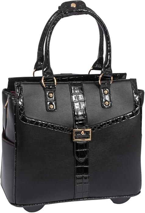 JKM and Company Alligator Compatible With Computer iPad, Laptop Tablet Rolling Tote Bag Briefcase Carryall Bag