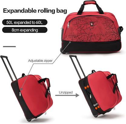 OIWAS Small Rolling Duffle Bag with Wheels Travel 22 inch Carry On Luggage Unisex-Adult Short Term Trips Expandable 50L to 60L