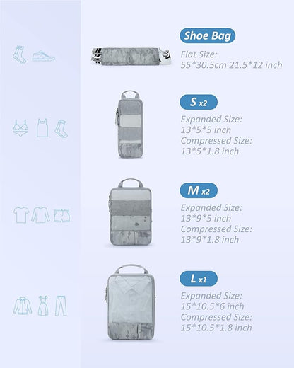 BAGSMART 6 Set /4 Set/2 Set Compression Packing Cubes for Travel, Lightweight Luggage Organizer Bags, Durable Space Saver Bags Travel Essentials
