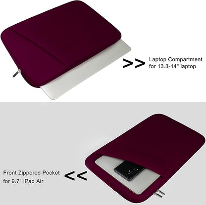 Laptop Sleeve Case 14 inch, Durable Carrying Bag Shockproof Protective Case Cover, Handbags Briefcase Laptop Bag Compatible with 14" MacBook Air/Pro HP Asus Lenovo Notebook Computer, Wine Red