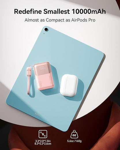 INIU Pocket Size Portable Charger, Ultra Small 10000mAh 45W PD Power Bank, Fast Charging Battery Pack, Travel Essentials Powerbank for iPhone 17 16 Pro Air, Xiaomi 17 Pro Max 16 15 14, S24 etc