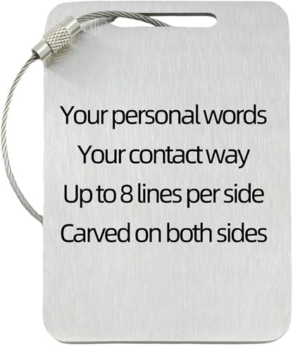 Durable Personalized Luggage Tags for Suitcases,Cruise Essentials Travel Tags for Luggage,Travel Bag Labels,Heavy-Duty Stainless Steel Silver Rectangular Vertical Suitcases Tags no icon