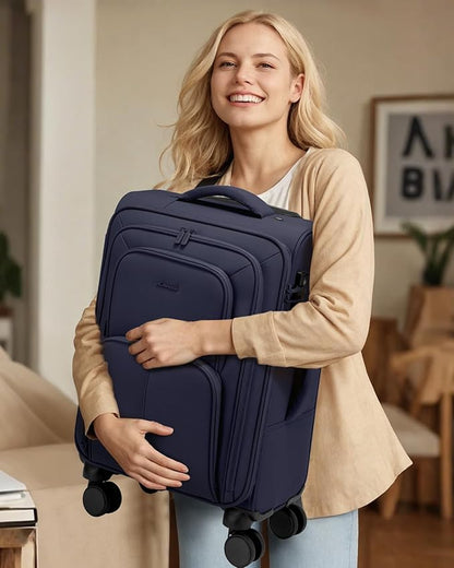 LOVEVOOK Carry On Luggage 22x14x9 Airline Approved, 22 Inch Softside Suitcases with Spinner Wheels, Lightweight Carry-on Suitcase with TSA Lock for Women Men, Large Luggage for Travel Business Trip