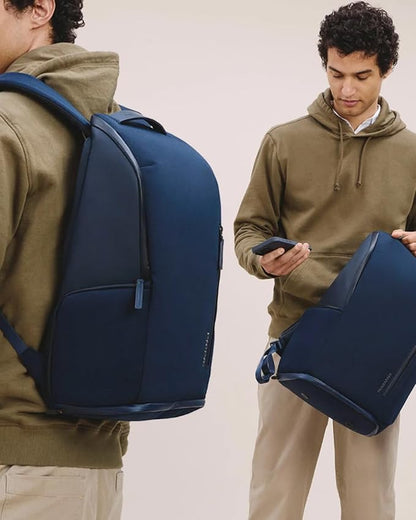 Troubadour Pioneer Backpack 3.0 - Premium Everyday Bag with Padded Laptop Section, Ventilated Shoe Compartment & Sustainable Waterproof Material - All-Day Lightweight Comfort Design - Navy