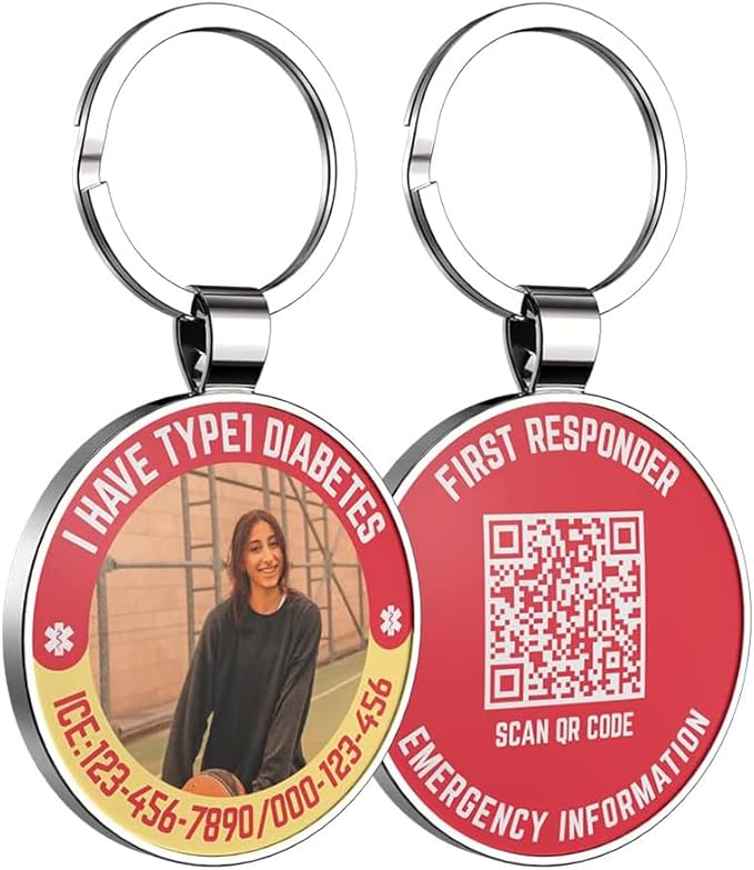 DISONCARE QR Code Medical Alert Tag, Custom Medical ID with Online Profile for Emergency Contact & Health Info – For Allergies, Diabetes, Autism & More(Alert Red)